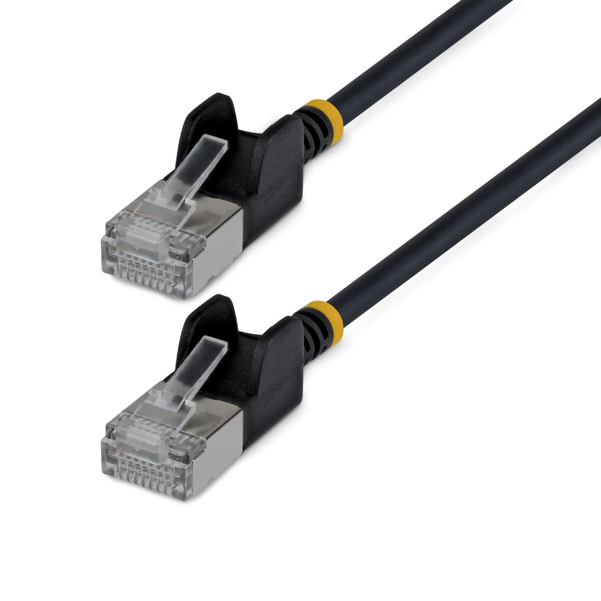 StarTech.com 30cm Black Ultra Slim Cat6A Ethernet Cable, Snagless, FTP, Pure Bare Copper Wire, 34AWG Slim RJ45 Network Patch Cord, Individually Tested