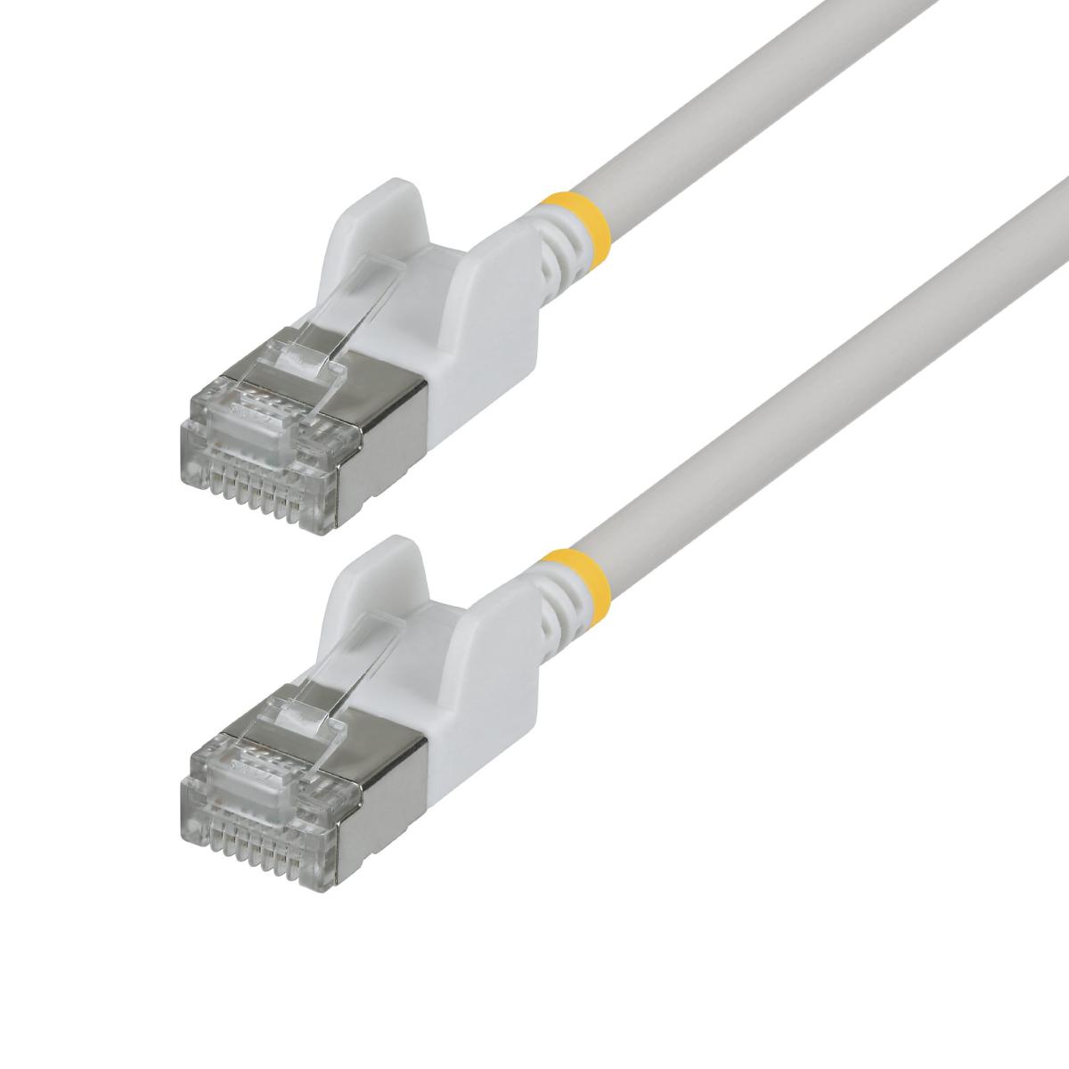 StarTech.com 30cm White Ultra Slim Cat6A Ethernet Cable, Snagless, FTP, Pure Bare Copper Wire, 34AWG Slim RJ45 Network Patch Cord, Individually Tested
