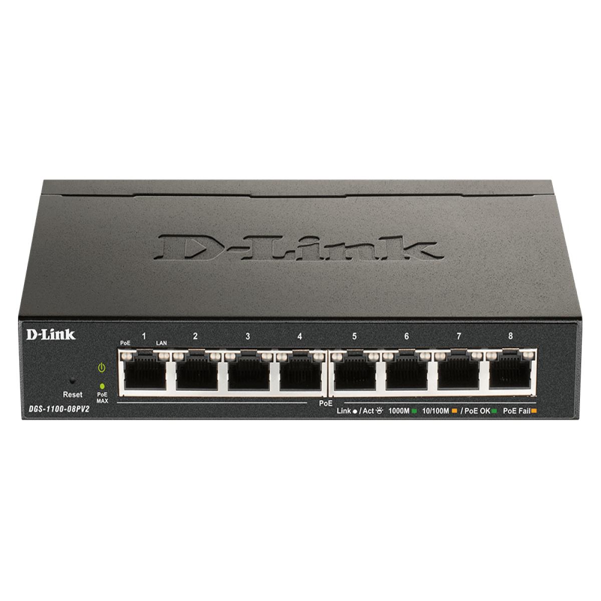 D-Link DGS-1100-08PV2/B network switch Managed L2/L3 Gigabit Ethernet (10/100/1000) Power over Ethernet (PoE) Black