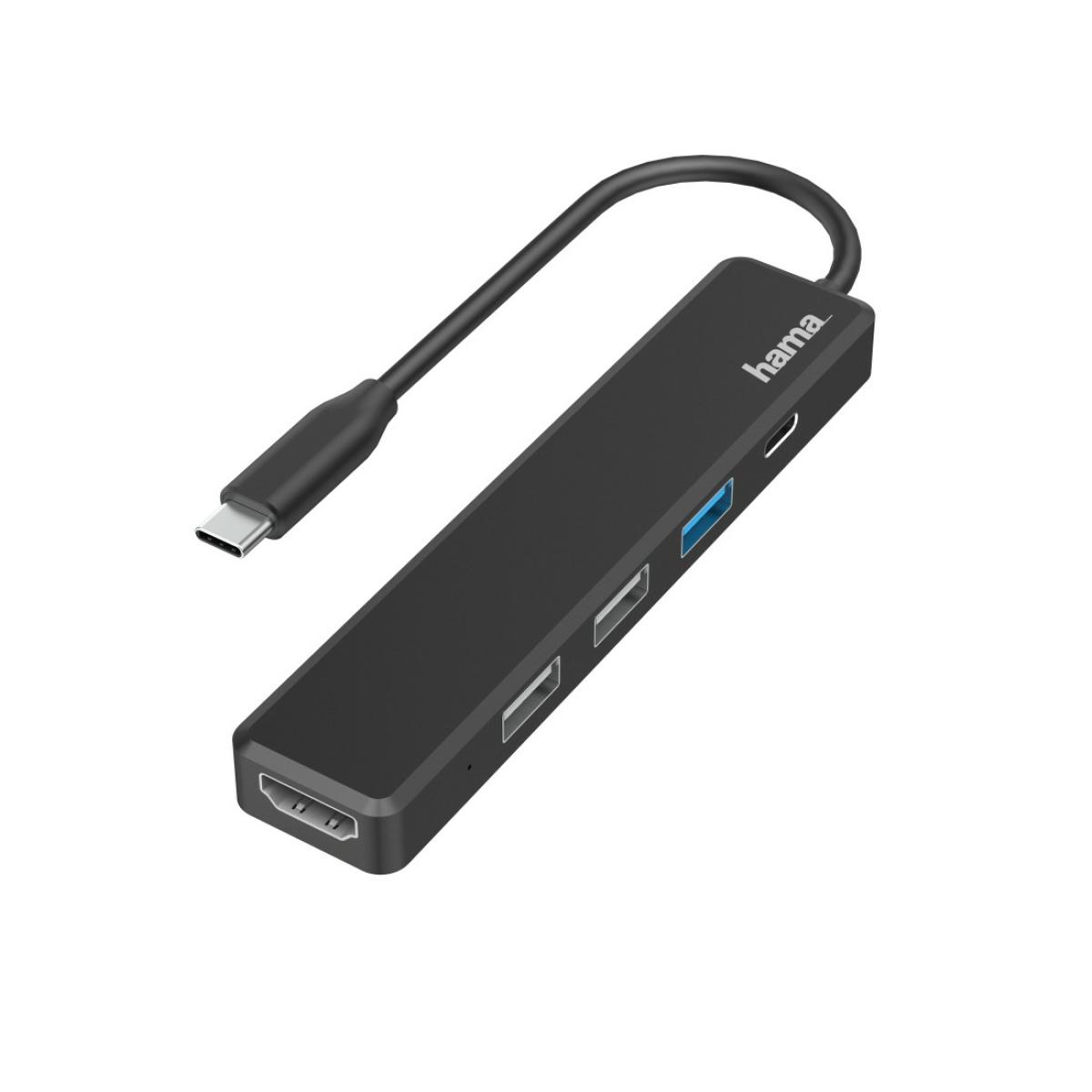 Hama USB-C hub, multi-port, 5 ports, 3x USB-A, USB-C, HDMI