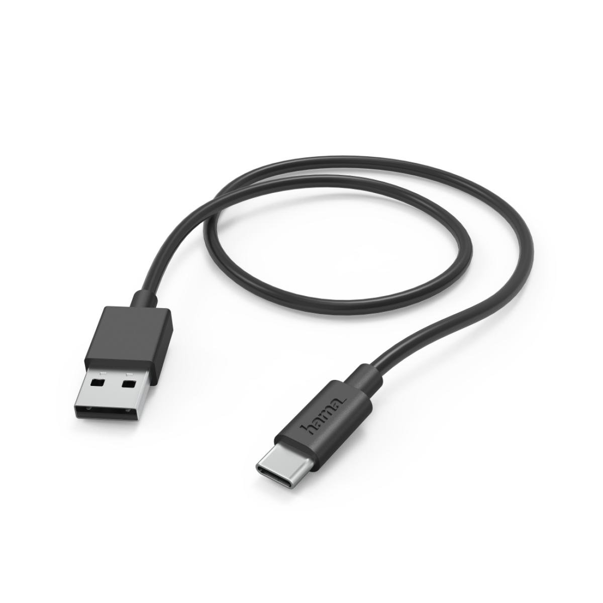 Hama Charging Cable, USB-A - USB-C, 1 m, 480 Mbit/s, Black