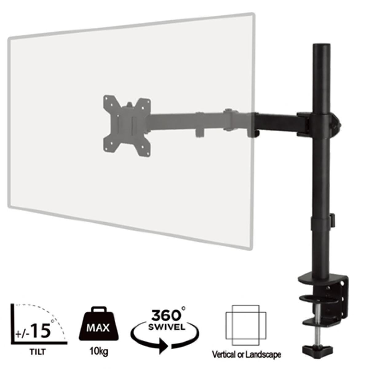 piXL Desk-Mounted Fully-Adjustable Single Monitor Arm for Screens up to 32 inch with VESA Mount & Built-In Cable Management