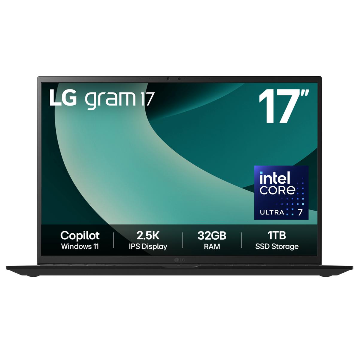 LG Gram 17Z90T-G 17" Hybrid AI Laptop - Intel® Core™ Ultra 7 255H, 1TB SSD, 32 GB RAM - Black - [2025]
