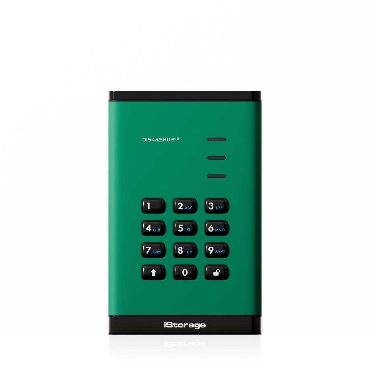 iStorage diskAshur³ HDD 5TB Green | Secure Portable Hard Drive | FIPS 140-3 Level 3 Complaint |Common Criteria EAL 5+ | PIN protected | AES-XTS 256-bit hardware encryption | GDPR, TAA Compliant | Dust/Water Resistant |