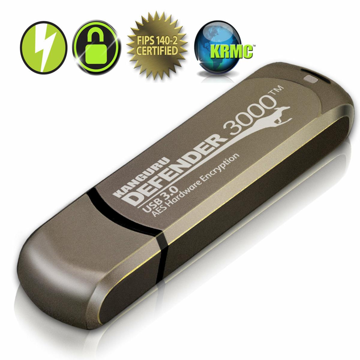 iStorage Kanguru Defender 3000™ SuperSpeed USB 3.0 512 GB| Secure Flash Drive | FIPS 140-3 Level 3 pending, FIPS 140-2 Level 3 Certified | AES-XTS 256-bit Hardware Encryption | TAA Compliant|