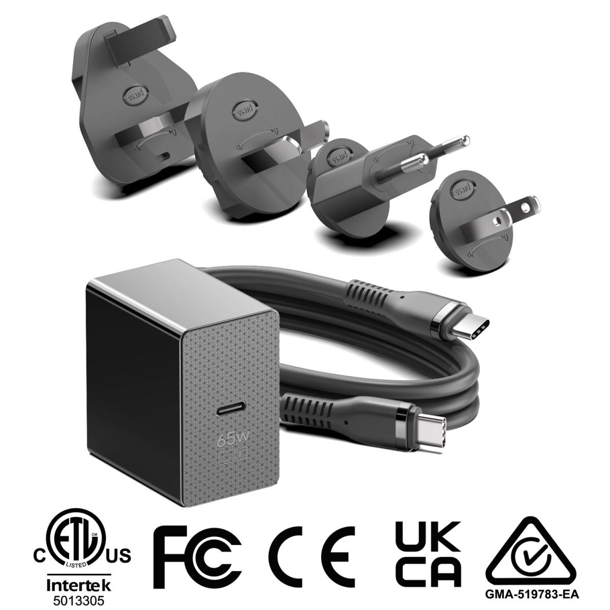 Origin Storage Origin 65W Wall Charger with 1.5m USB-C cable and 4 Multi AC Plugs