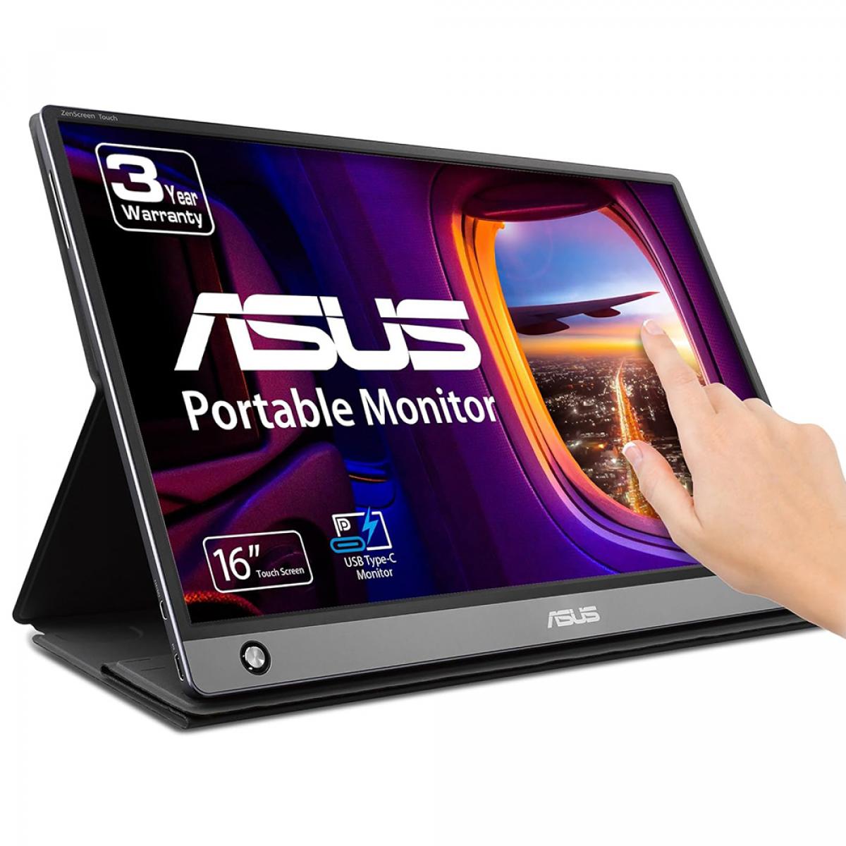 ASUS MB16AMT computer monitor 39.6 cm (15.6") 1920 x 1080 pixels Full HD LED Touchscreen Multi-user Black, Grey