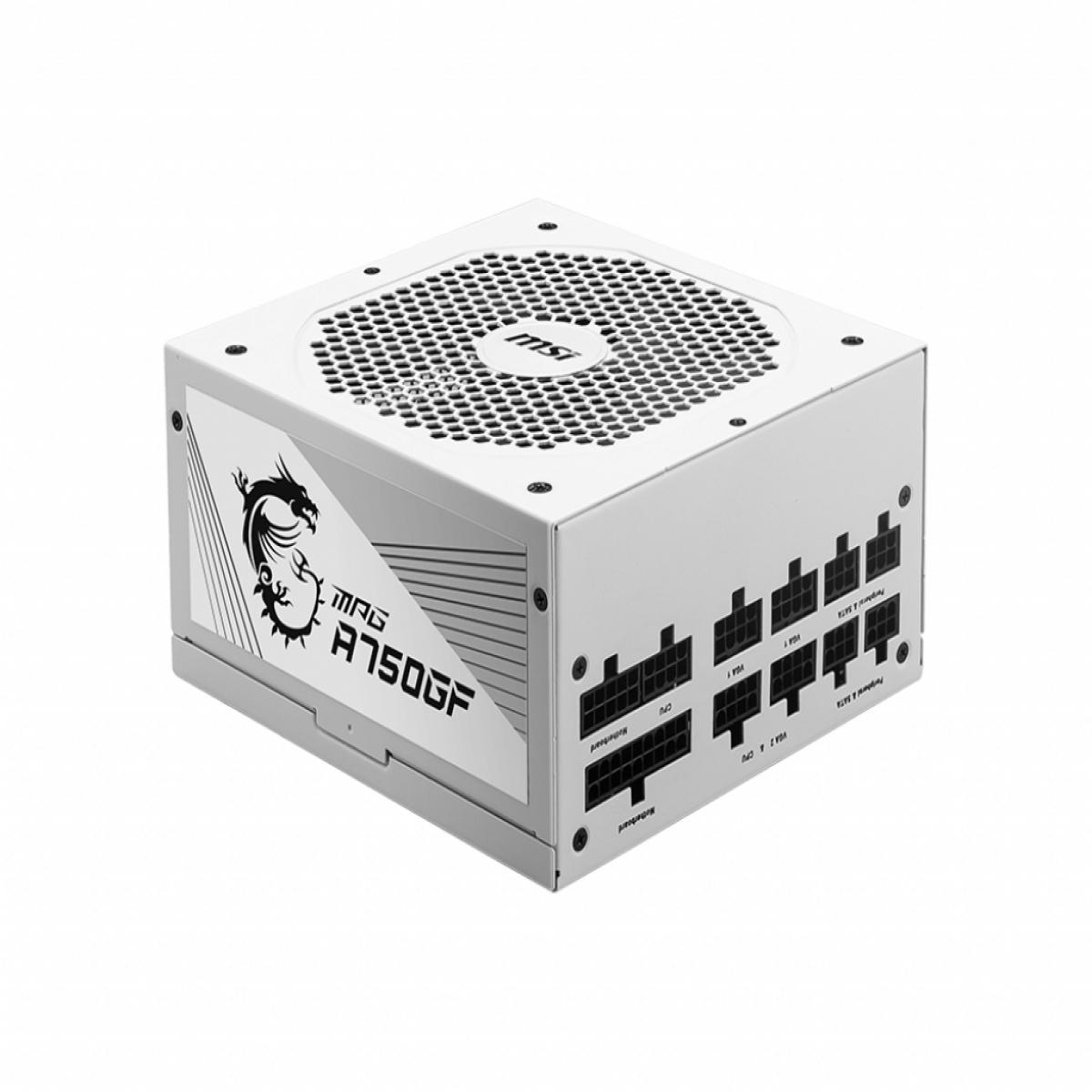 MSI MPG A750GF WHITE UK PSU '750W, 80 Plus Gold certified, Fully Modular, 100% Japanese Capacitor, Flat Cables, ATX Power Supply Unit, UK Powercord, White, Support Latest GPU'
