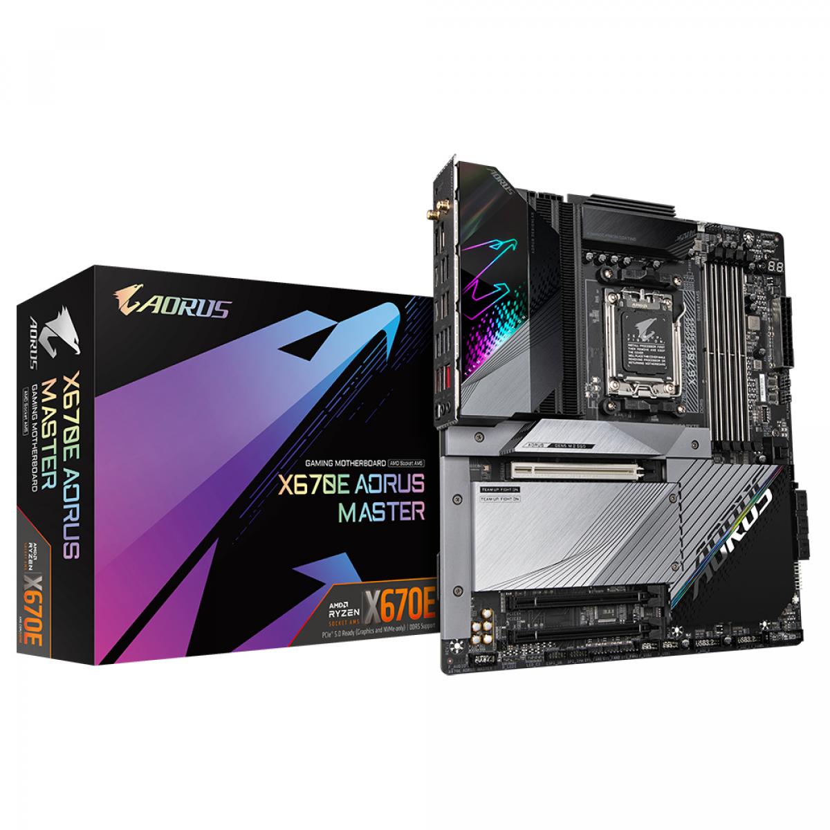 GIGABYTE X670E AORUS MASTER Motherboard - Supports AMD Ryzen 9000 Series CPUs, 16+2+2 Phases Digital VRM, up to 8000MHz DDR5 (OC), 2xPCIe 5.0 + 2xPCIe 4.0 M.2, Wi-Fi 6E, 2.5GbE LAN, USB 3.2 Gen 2x2