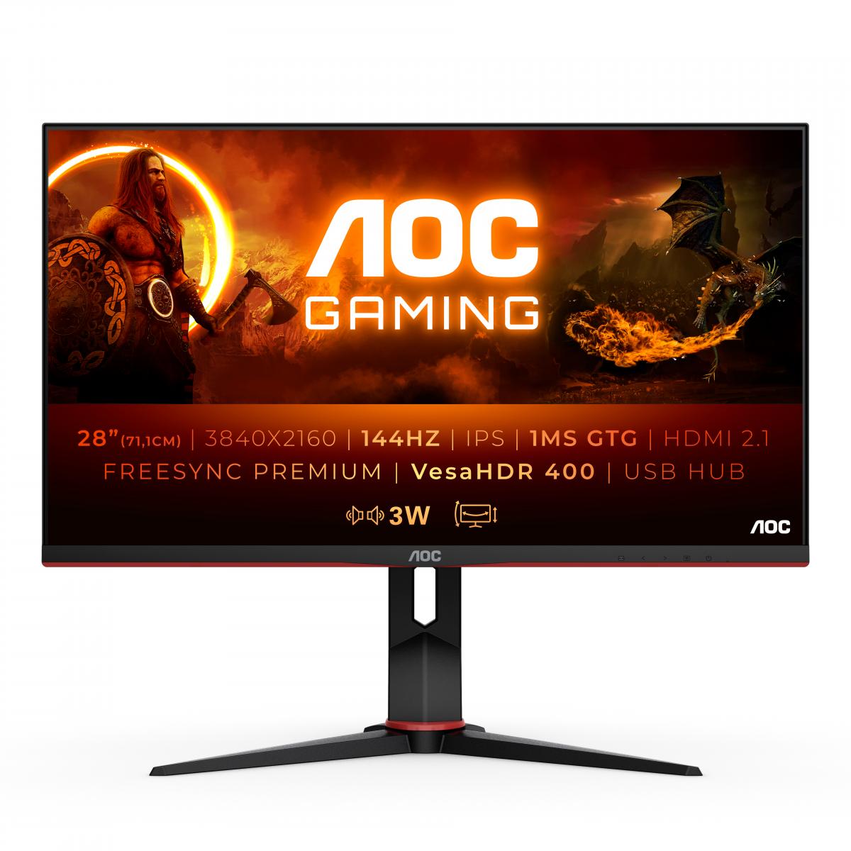 AOC G2 U28G2XU2/BK computer monitor 71.1 cm (28") 3840 x 2160 pixels 4K Ultra HD LED Black, Red
