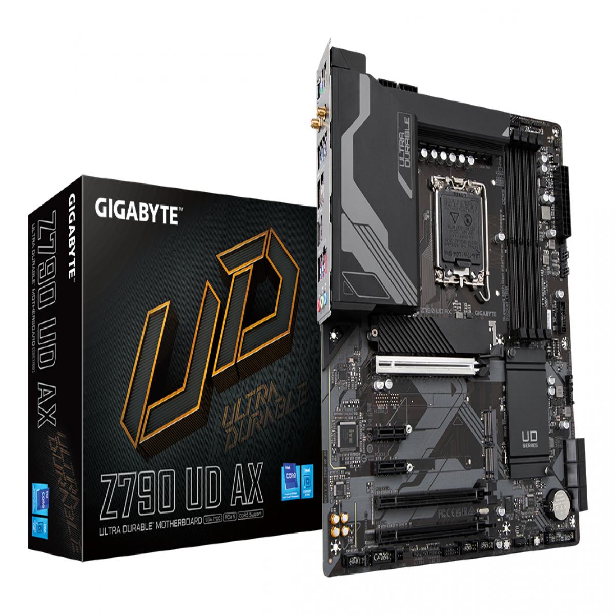 GIGABYTE Z790 UD AX Motherboard - Supports Intel Core 14th CPUs, 16+1+１ Phases Digital VRM, up to 7600MHz DDR5 (OC), 3xPCIe 4.0 M.2, Wi-Fi 6E, 2.5GbE LAN, USB 3.2 Gen 2x2