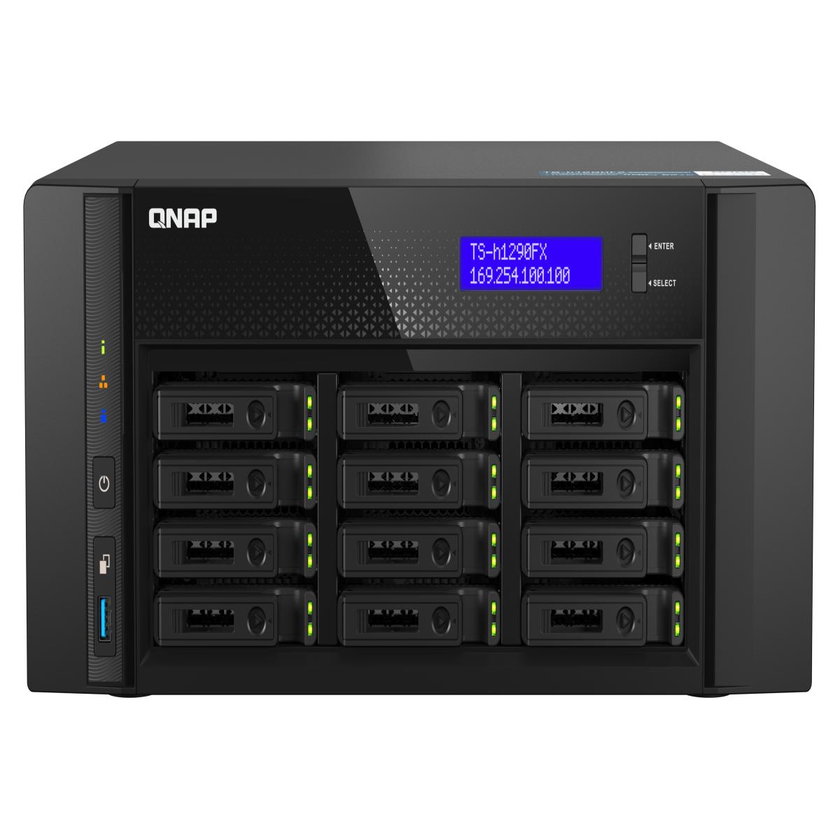 QNAP TS-h1290FX NAS Tower EPYC 7232P 64 GB DDR4 0 TB QuTS hero Black