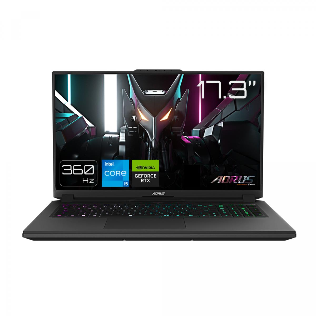 GIGABYTE AORUS 7 9KF Gaming Laptop - 17.3 Inch, 360Hz QHD, i5-12500H, RTX 4060 GPU, 16GB DDR4 3200MHz, 1x 512GB Gen4 SSD, Windows 11 Home, 2 Year Warranty, AORUS 7 9KF-E3GB513SH