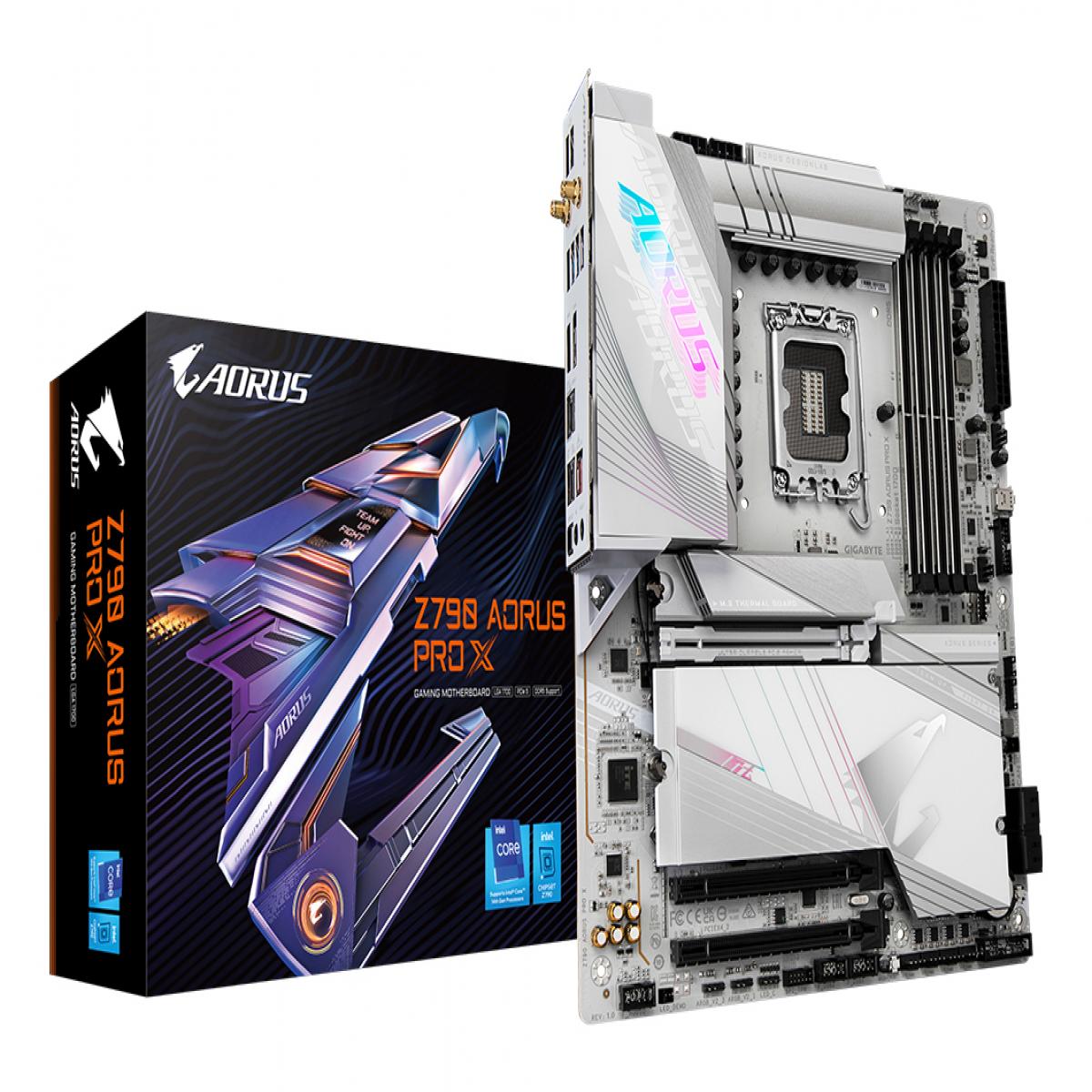 GIGABYTE Z790 AORUS PRO X Motherboard - Supports Intel 14th Gen CPUs, 18+1+2 phases VRM, up to 8266MHz DDR5 (OC), 1xPCIe 5.0 + 4xPCIe 4.0 M.2, Wi-Fi 7, 5GbE LAN, USB 3.2 Gen 2x2