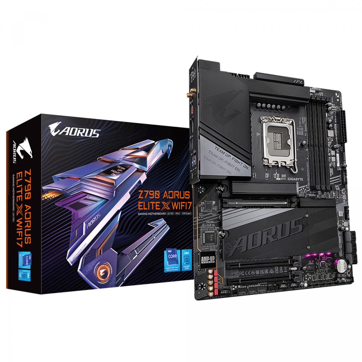 GIGABYTE Z790 AORUS ELITE X WIFI7 Motherboard - Supports Intel 14th Gen CPUs, 16+1+2 phases VRM, up to 8266MHz DDR5 (OC), 3xPCIe 4.0 M.2, Wi-Fi 7, 2.5GbE LAN, USB 3.2 Gen 2x2