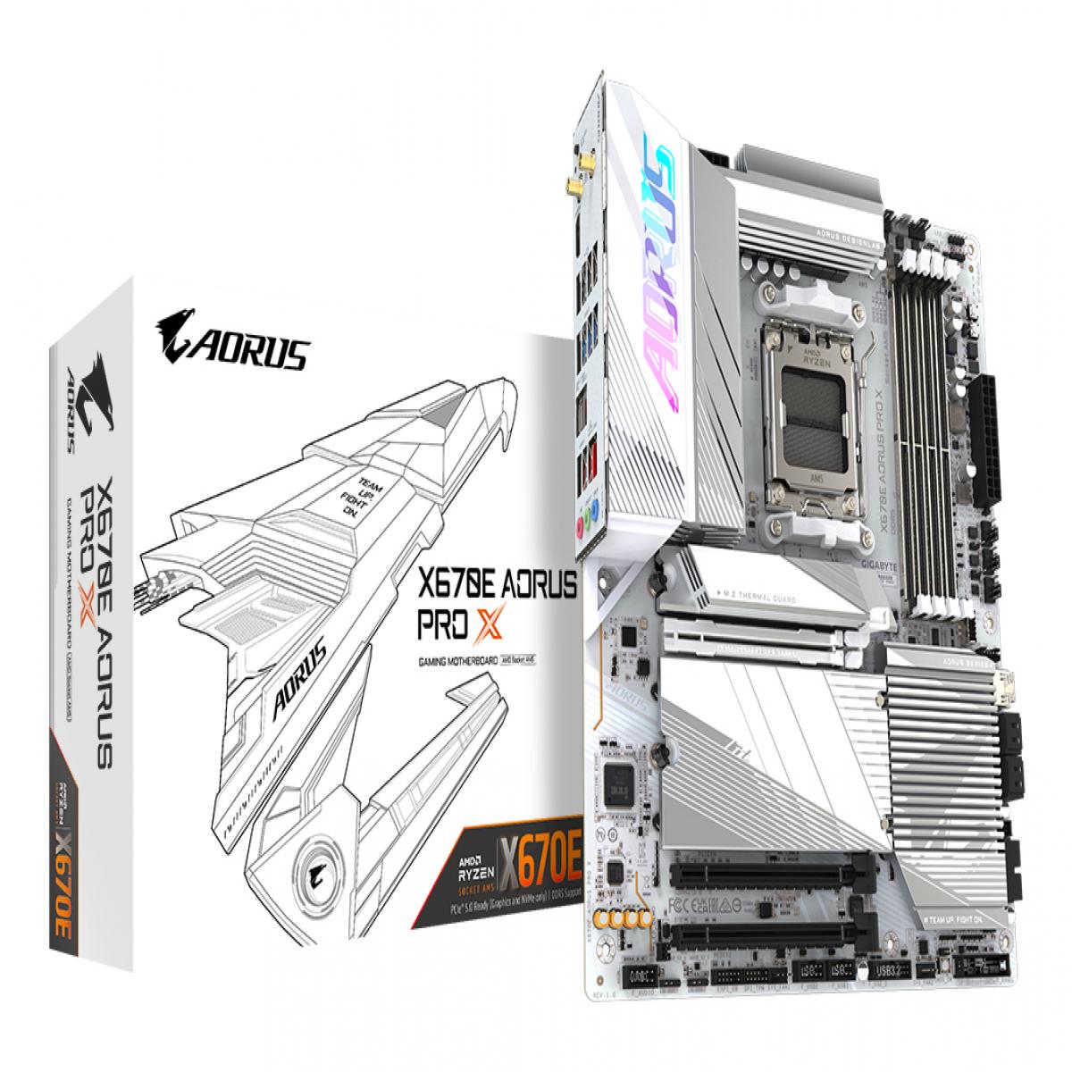 GIGABYTE X670E AORUS PRO X Motherboard - Supports AMD Ryzen 9000 CPUs, 16+2+2 phases VRM, up to 8000MHz DDR5 (OC), 2xPCIe 5.0 + 2xPCIe 4.0 M.2, Wi-Fi 7, 2.5GbE LAN, USB 3.2 Gen 2x2