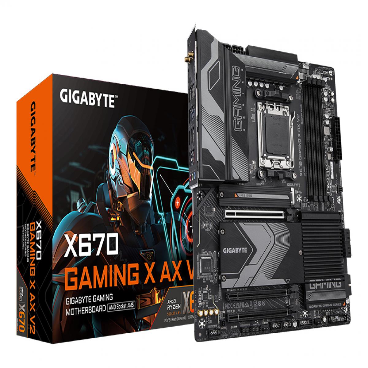 GIGABYTE X670 GAMING X AX V2 Motherboard - Supports AMD Ryzen 7000 CPUs, 14+2+2 phases VRM, up to 8000MHz DDR5 (OC), 1xPCIe 5.0 + 3xPCIe 4.0 M.2, Wi-Fi 6E, 2.5GbE LAN, USB 3.2 Gen 2x2