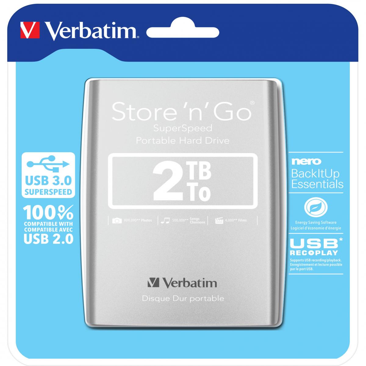 Verbatim Store 'n Go  2TB USB 3.0 Silver
