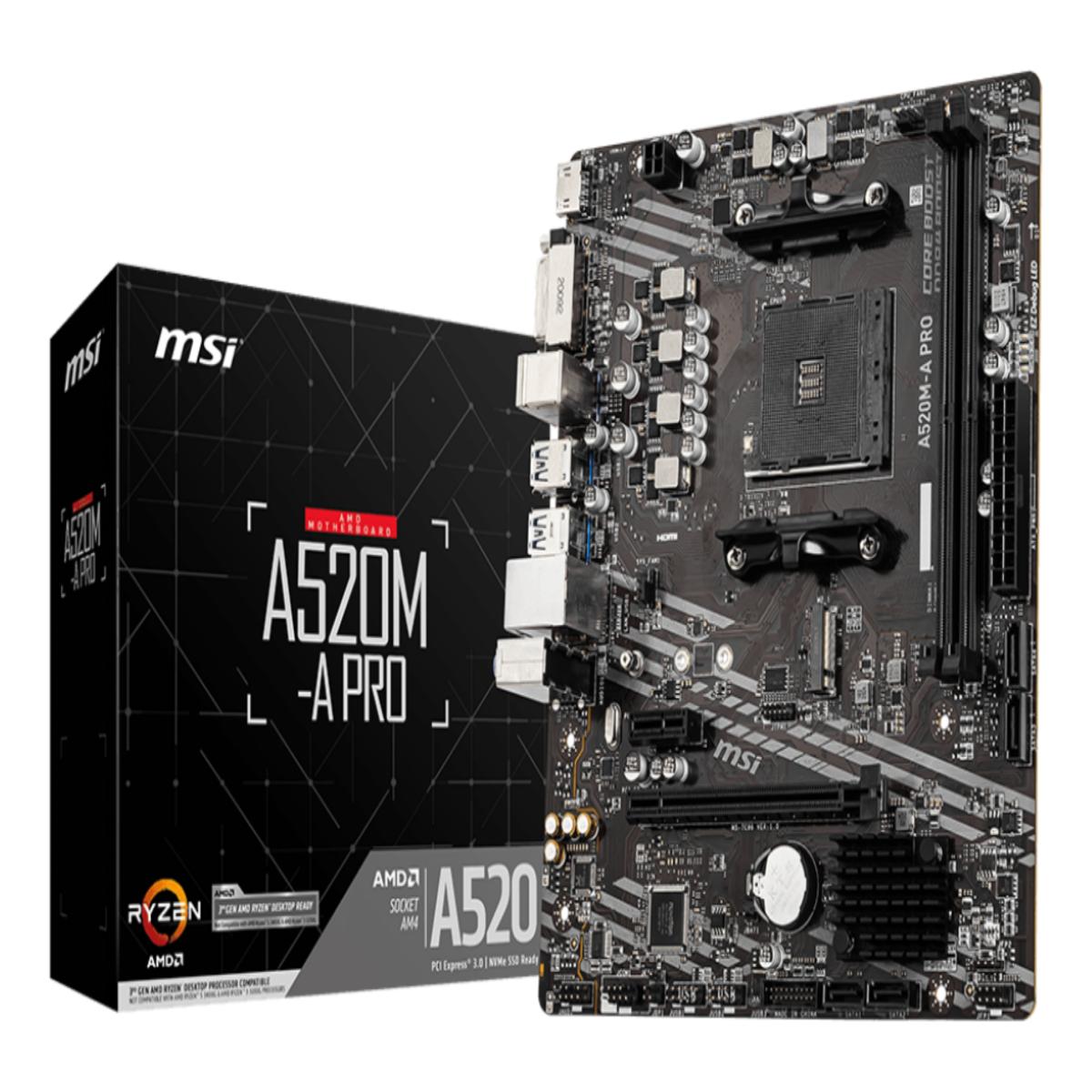MSI A520M-A PRO motherboard AMD A520 Socket AM4 micro ATX