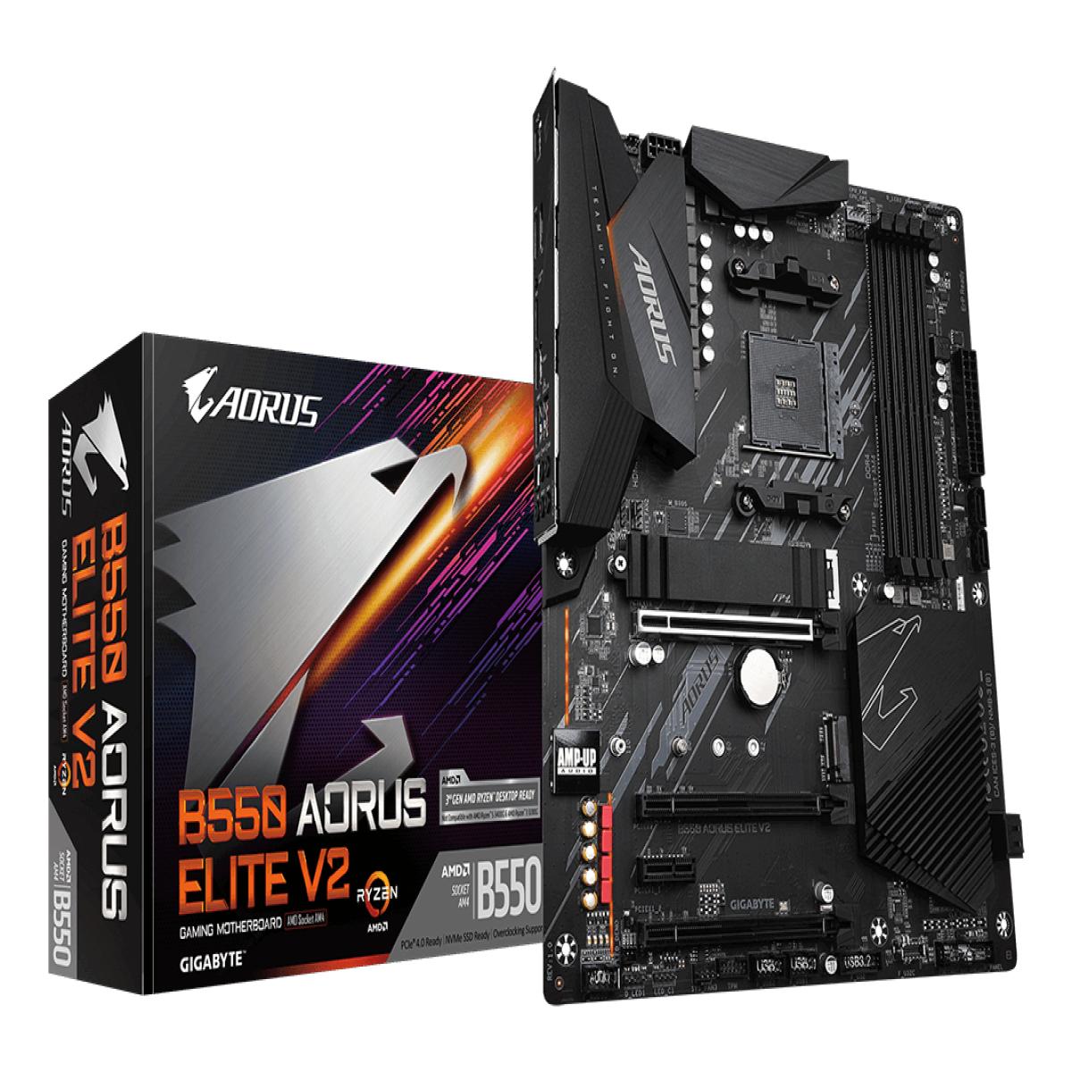 GIGABYTE B550 AORUS ELITE V2 Motherboard - AMD Ryzen 5000 CPUs, 12+2 Phases VRM, up to 4733MHz DDR4, 1xPCIe 4.0 + 1xPCIe 3.0 M.2, 2.5GbE LAN, USB 3.2 Gen 2