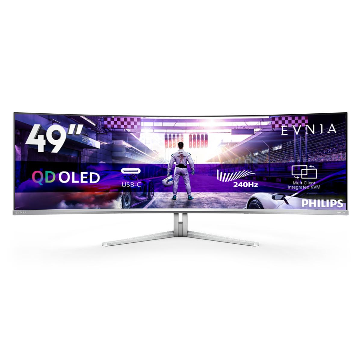 Philips Evnia 8000 49M2C8900/00 computer monitor 124.2 cm (48.9") 5120 x 1440 pixels Dual QHD QD-OLED White