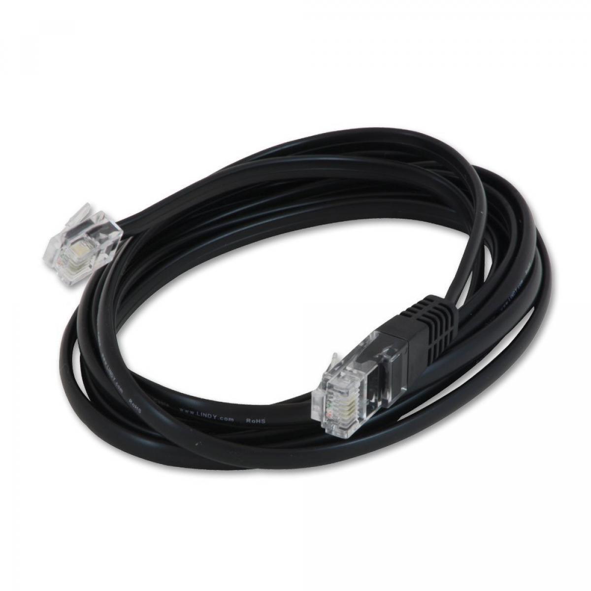 Lindy 3m RJ-11 to RJ-45 Modem Data Cable, Black