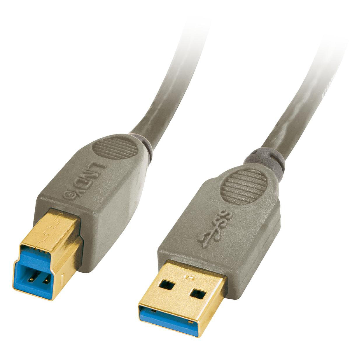 Lindy 41840 USB cable USB 3.2 Gen 1 (3.1 Gen 1) 0.5 m USB A USB B Grey