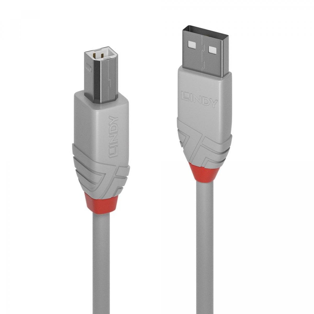 Lindy 0.2m USB 2.0 Type A to B Cable, Anthra Line, Grey