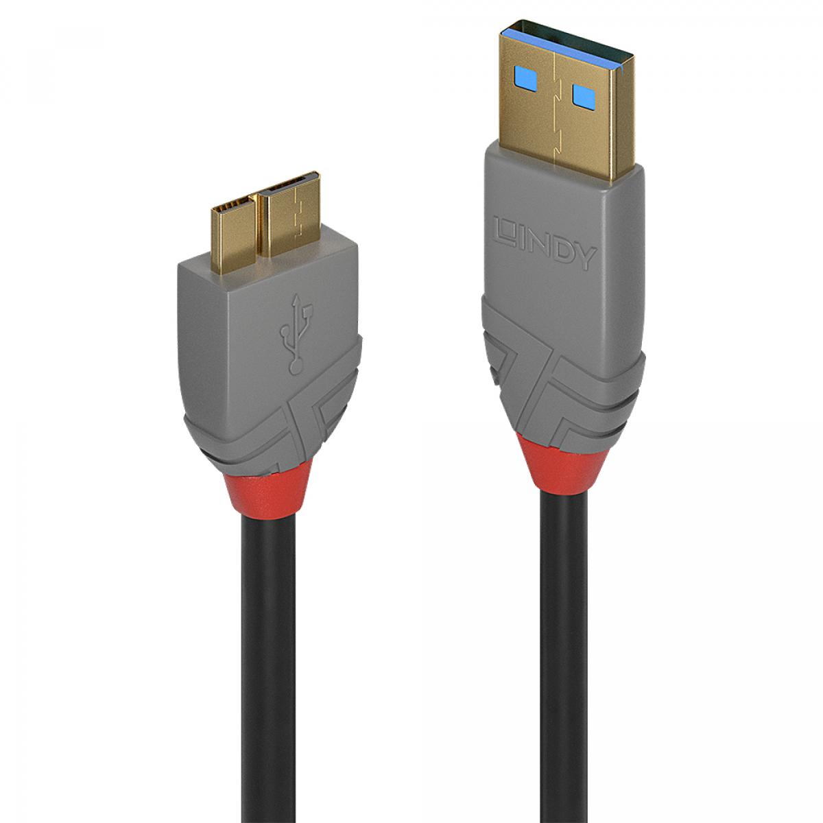 Lindy 1m USB 3.2 Type A to Micro-B Cable, 5Gbps, Anthra Line