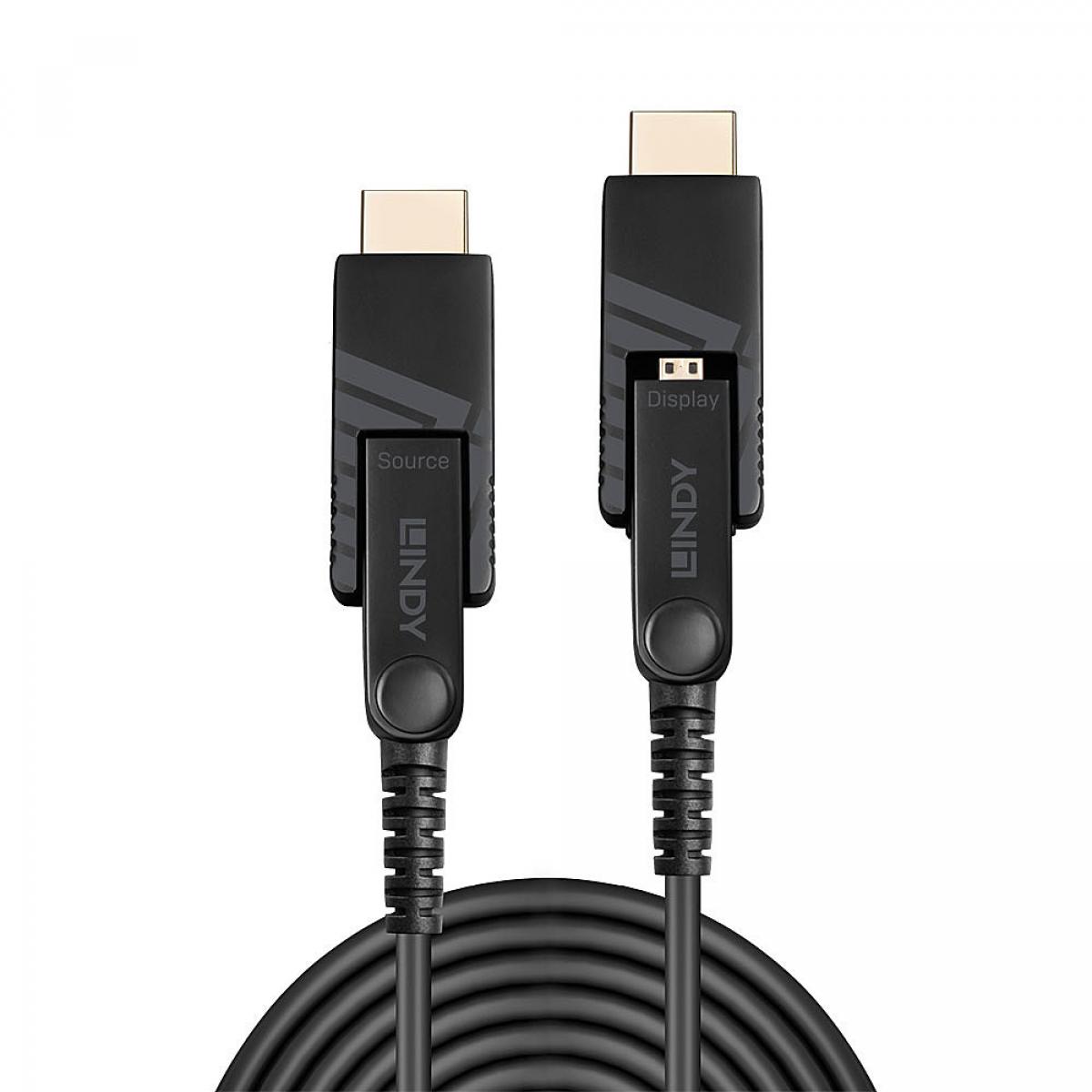 Lindy 70m Fibre Optic Hybrid Micro-HDMI 18G Cable with Detachable HDMI and DVI Connectors