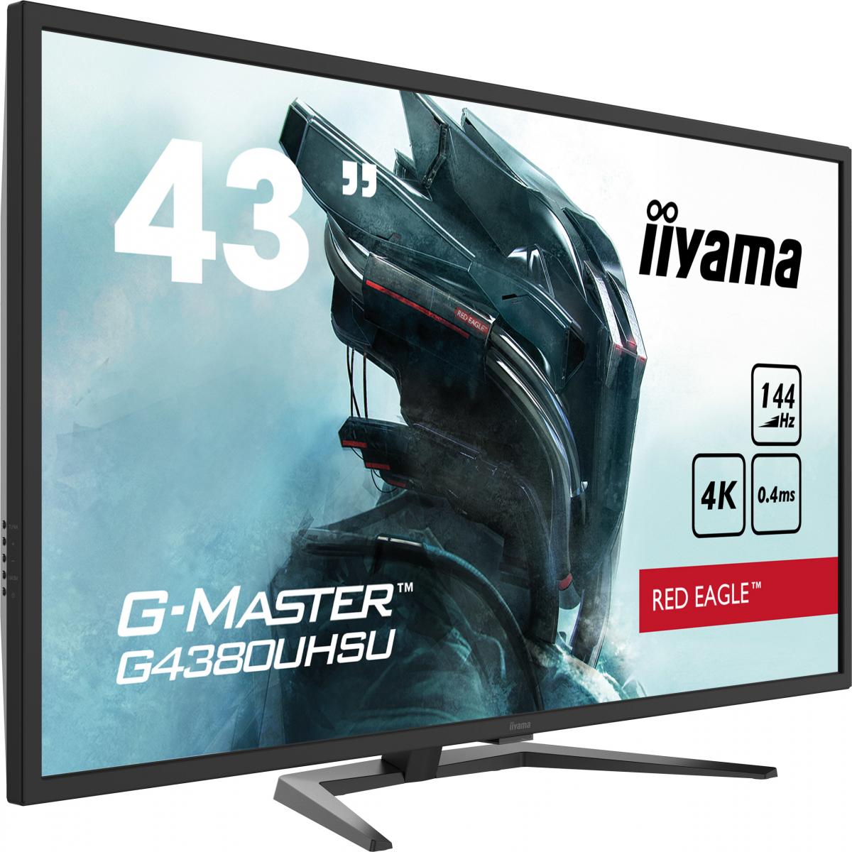 iiyama G-Master G4380UHSU-B1 Red Eagle 43 Inch 4K Gaming Monitor, Black, VA panel, 144hz, 0.4ms, FreeSync, HDMI, DisplayPort, USB Hub, Int PSU, Speakers, VESA