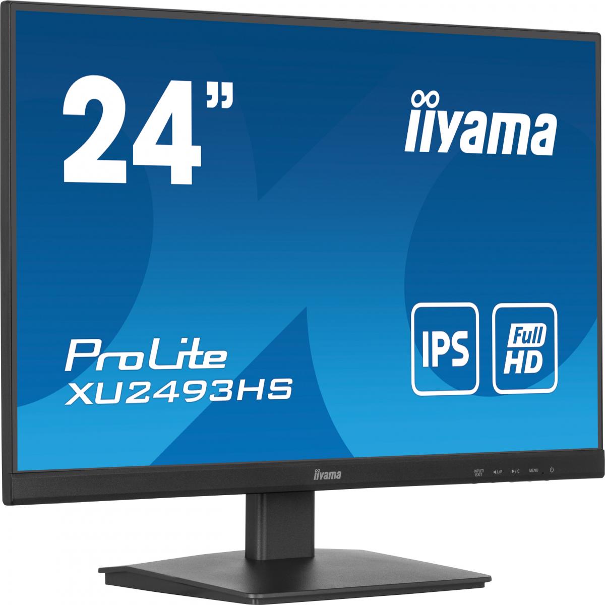 iiyama Prolite XU2493HS-B6 24 inch IPS Monitor, Full HD, 1ms, HDMI, DisplayPort, 100Hz, Speakers, Black, Internal PSU, VESA