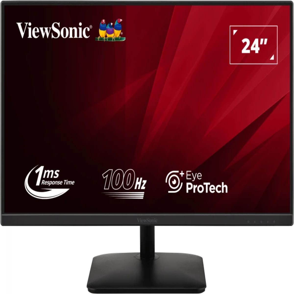 Viewsonic VA2408-MHDB 24 Inch IPS Monitor, Full HD, 100Hz, 1ms, USB Hub, VGA, HDMI, Displayport, VESA, Speakers