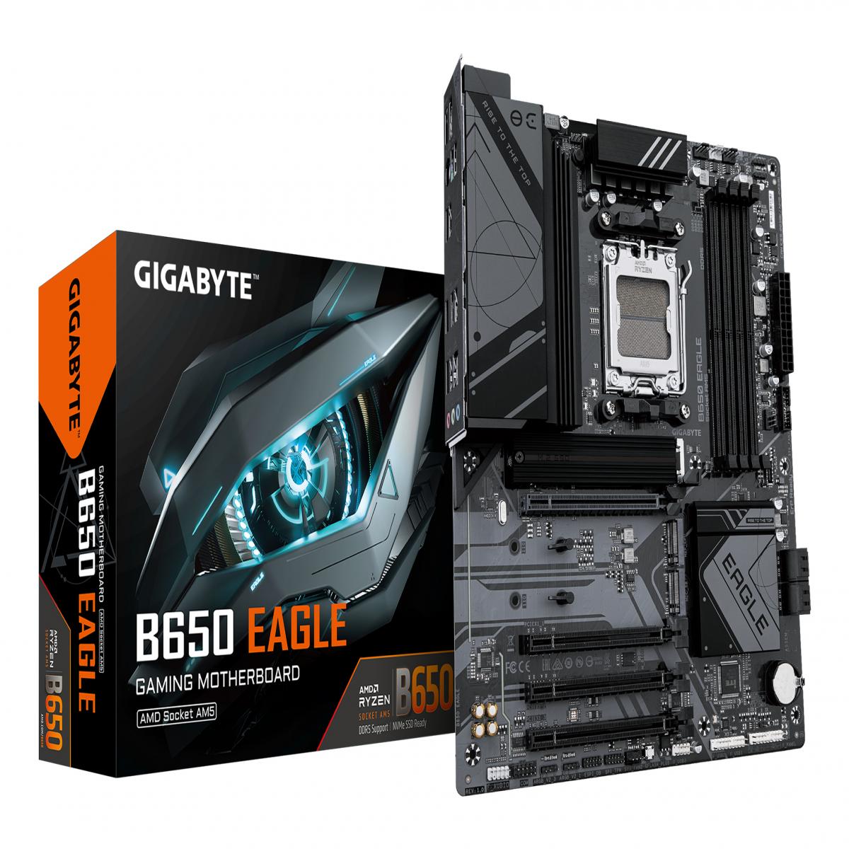 Gigabyte B650 EAGLE AMD AM5 Socket Motherboard, ATX, 4x DDR5 Slots, 3x M.2 Sockets, Fitted I/O Shield, GbE LAN, 1x DisplayPort / 1x HDMI Port