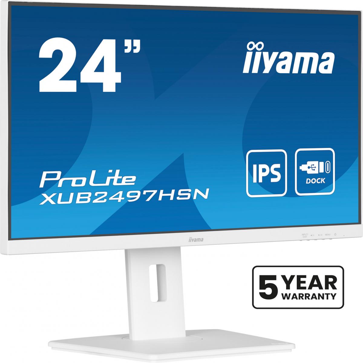 iiyama ProLite XUB2497HSN-W2 computer monitor 60.5 cm (23.8") 1920 x 1080 pixels Full HD LED White