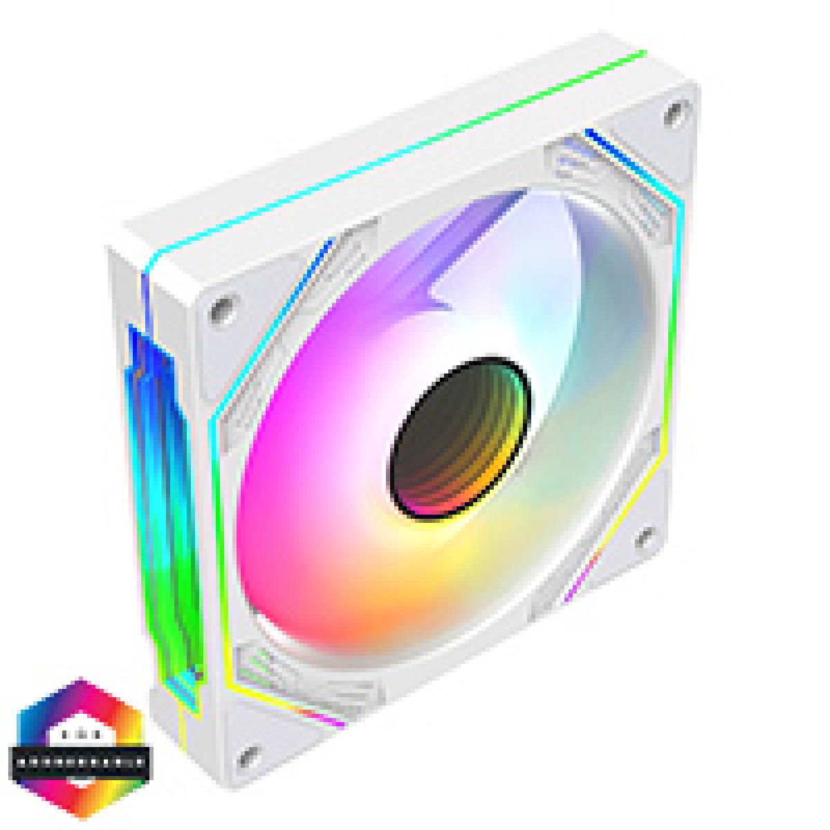 CiT Pro Storm 120mm Three-Sided Infinity ARGB White 4pin PWM PC Cooling Fan