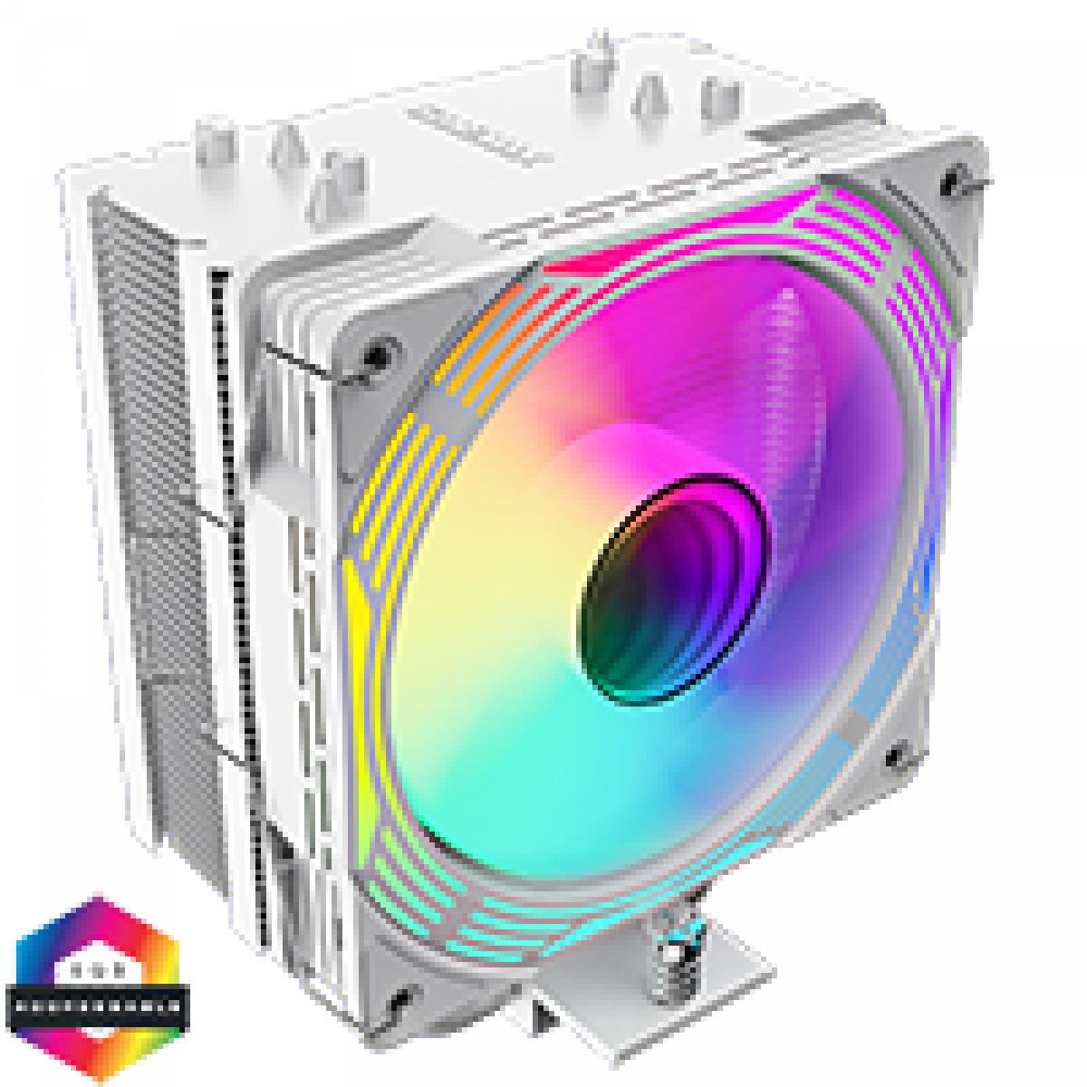 GameMax Ice Force White CPU Cooler With 120mm FN12A-C8I PWM ARGB Infinity Fan 4 x 6mm Heat Pipes TDP 200W