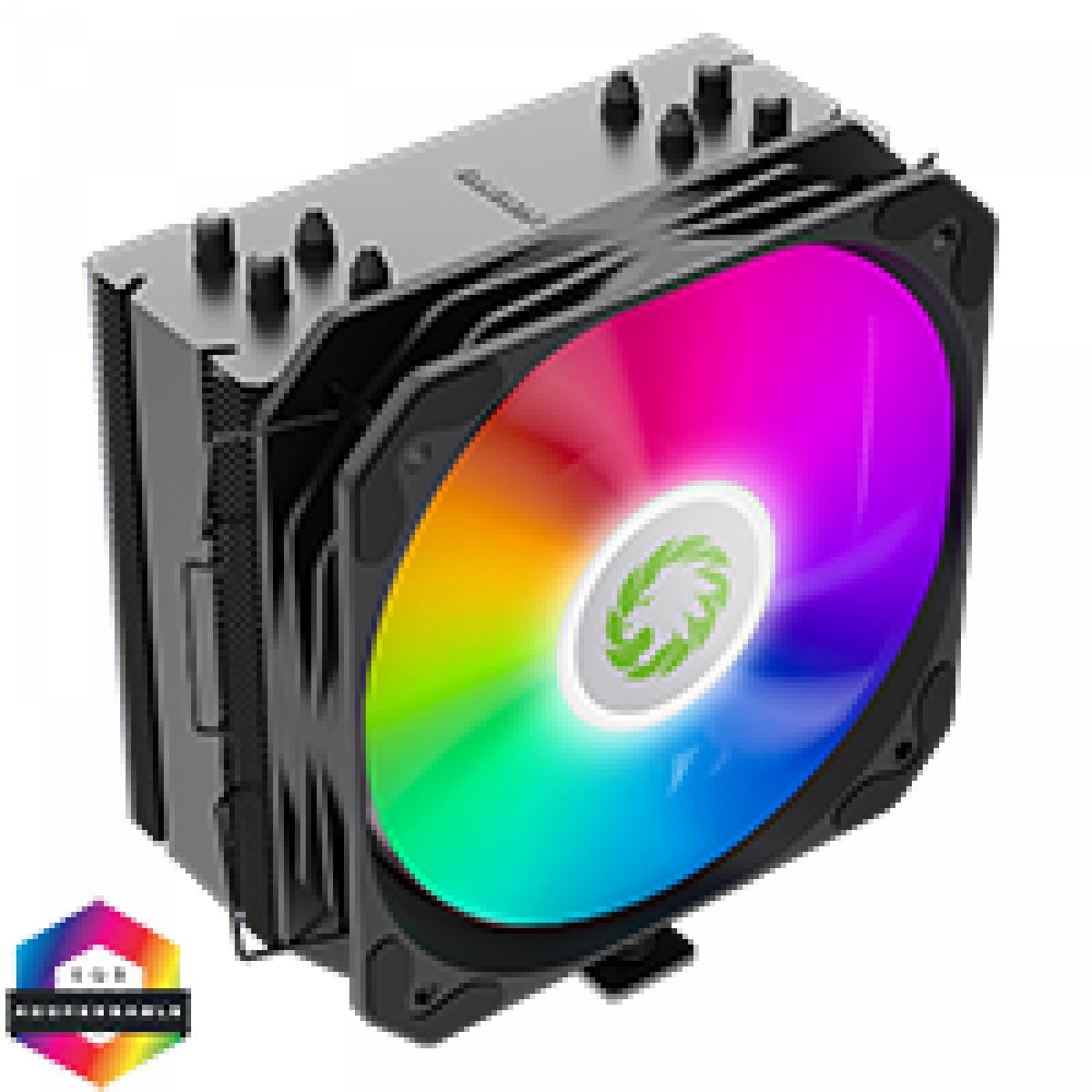 GameMax Sigma 540 Black ARGB CPU Cooler With 130mm PWM ARGB Fan 4 x 6mm Heat Pipes TDP 200W