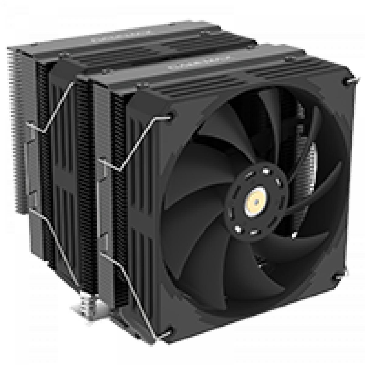 GameMax Twin600 Dual-Tower Black CPU Cooler With 120mm Fluid Dynamic Bearing PWM Fan 6 x 6mm Heat Pipes TDP 250W