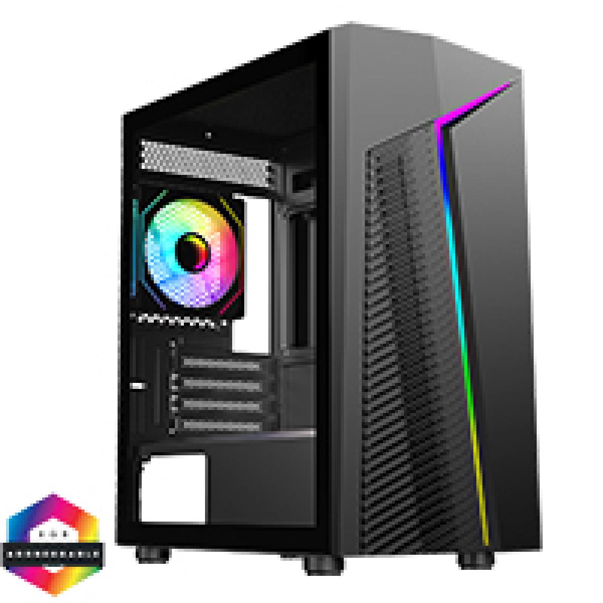CiT Alpha Black Micro-ATX PC Gaming Case with 1 x ARGB LED Strip and 1 x 120mm Three-Sided Infinity ARGB 4pin PWM Fan