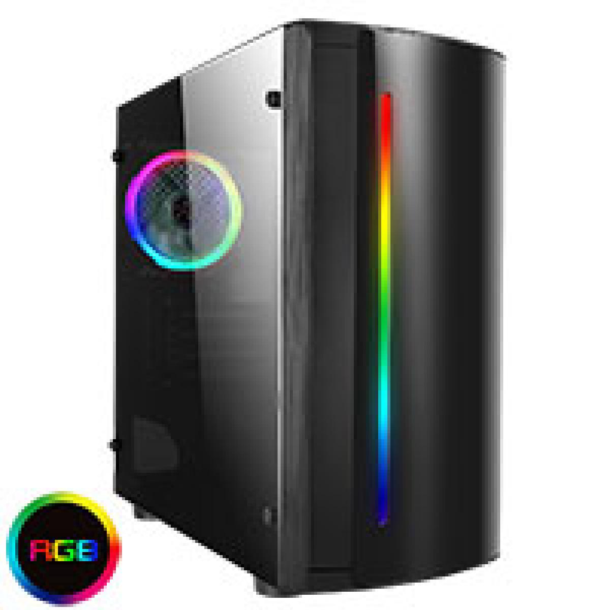 CiT Beam MATX Gaming Case Rainbow RGB Strip 3 x Rainbow RGB fans Acrylic Side
