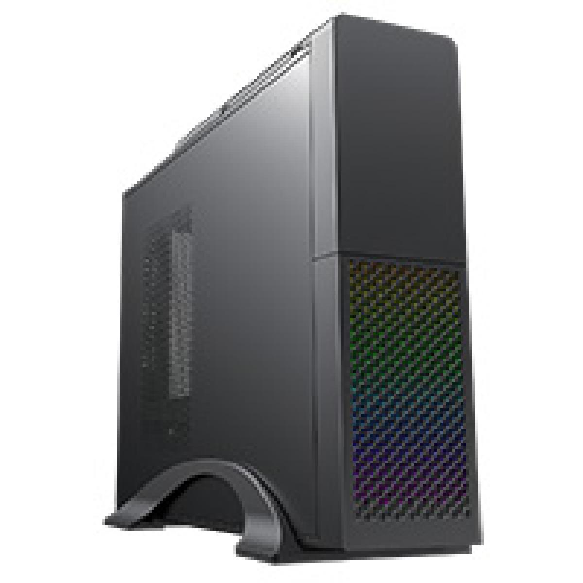 CiT S015B Black Micro ATX Slim Desktop Case 10.7 Litre With LED 1 x USB Type-C 1 x USB3.0 1 x 80mm Fan and M-300U PSU Installed