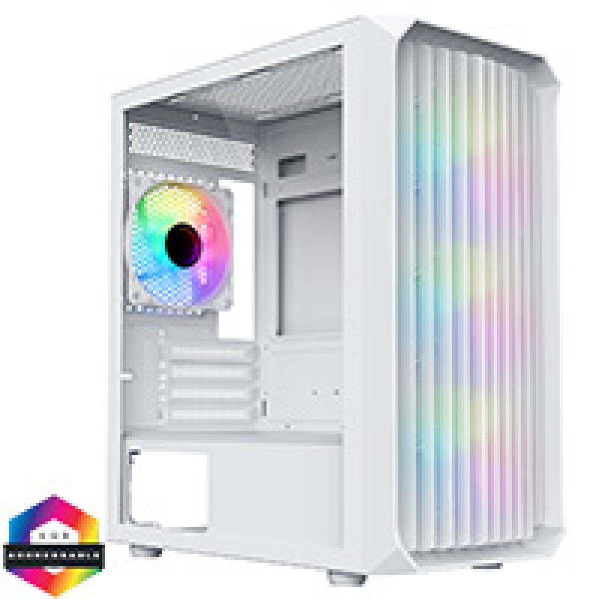 CiT Saturn White Micro-ATX PC Gaming Case with 4 x 120mm Infinity ARGB Fans Included 1 x 4-Port Fan Hub Tempered Glass Side Panel