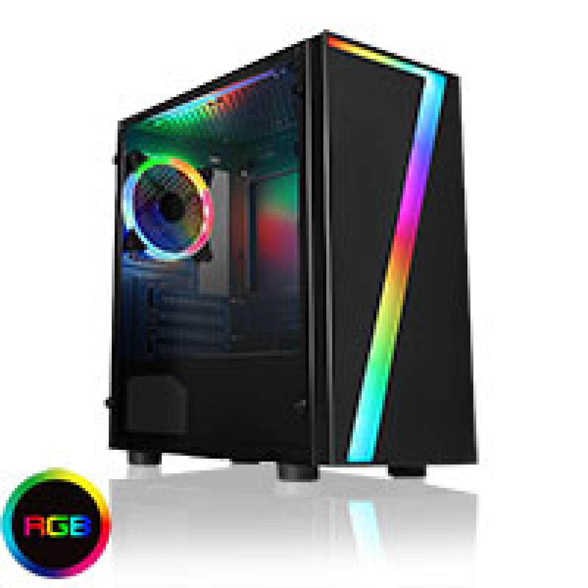 CiT Seven MATX Gaming Case Rainbow RGB Strip 1 x Rainbow RGB Fan Acrylic Side