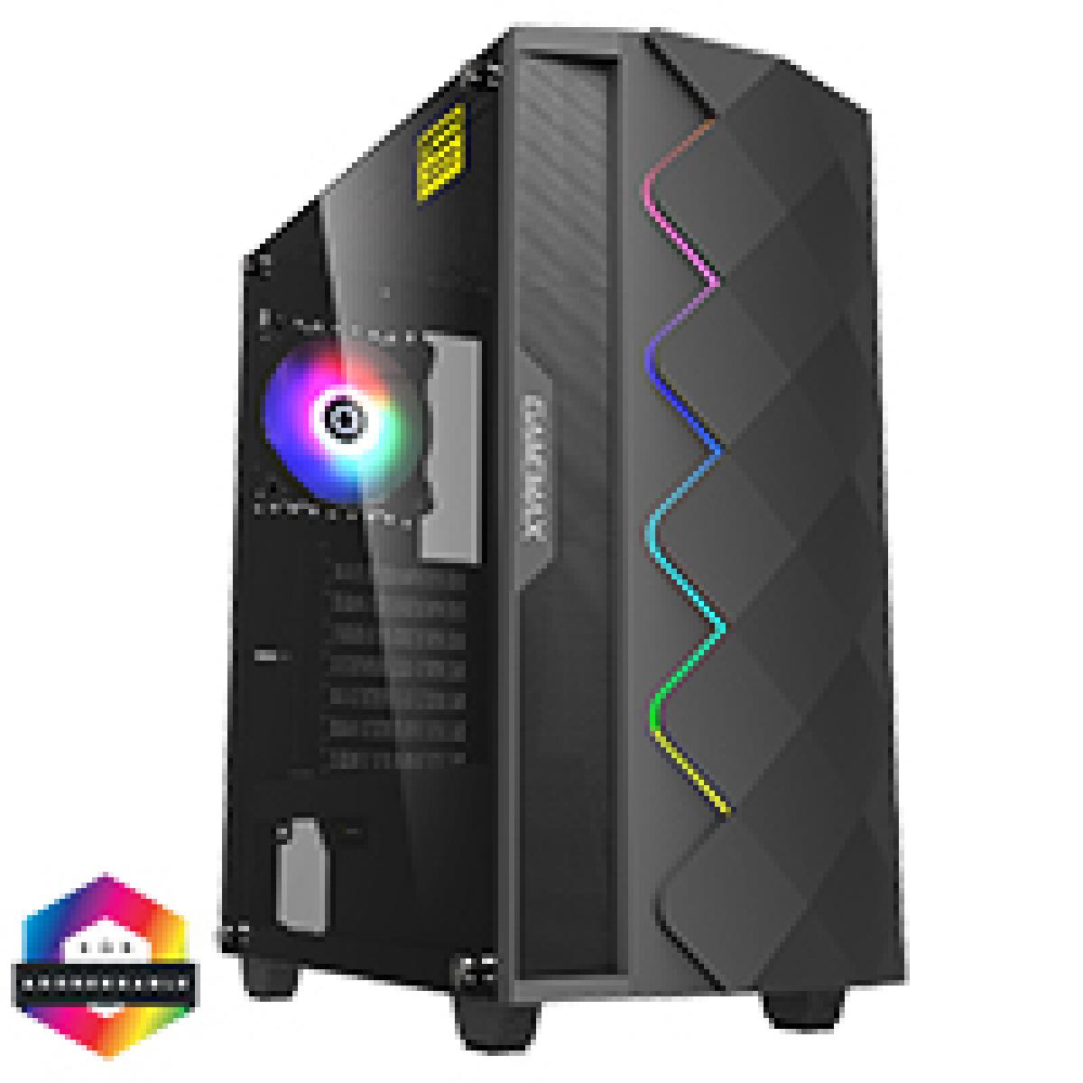 GameMax Diamond Black ARGB Gaming Case 1 x ARGB Fan 1 x ARGB LED Strip