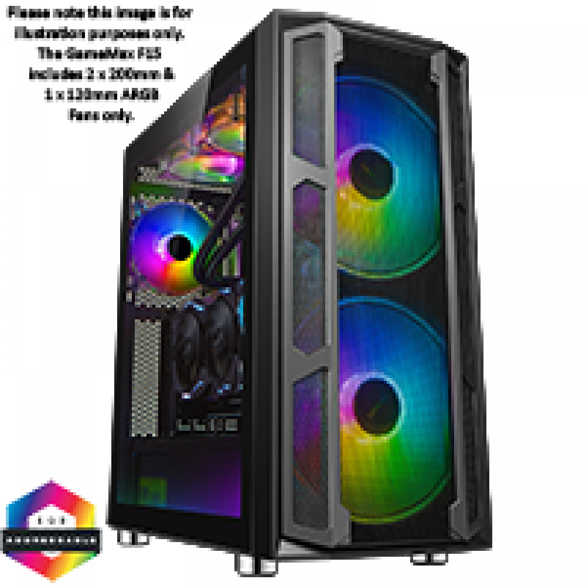 GameMax F15M Mesh Gaming Case 2x 20cm ARGB Fan 1x 12cm ARGB Fan TG Side MB Sync