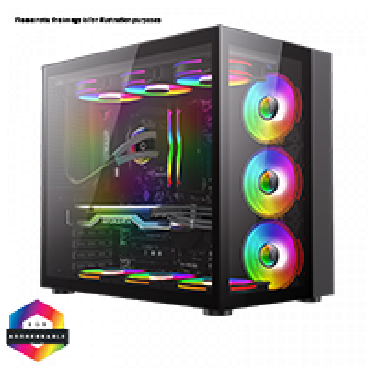 GameMax Infinity Mid-Tower ATX PC Black Gaming Case Bundle With 6 x ARGB Fans Included