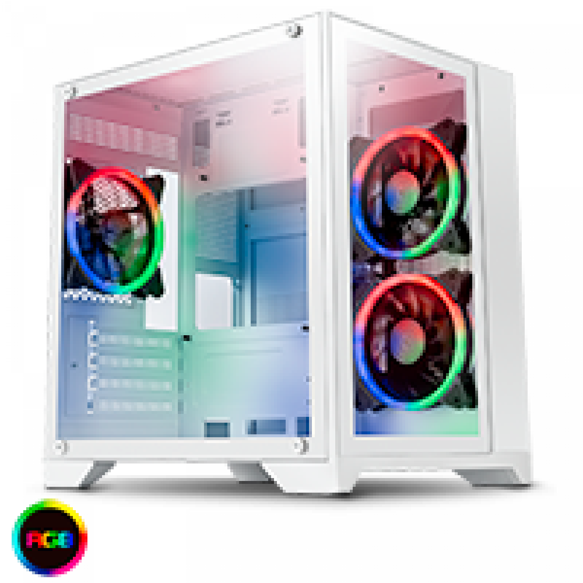GameMax Infinity Mini Micro-ATX PC White Gaming Case With 3 x Velocity RGB Fans 4-Port Hub and LED Strip With Tempered Glass Side Panel