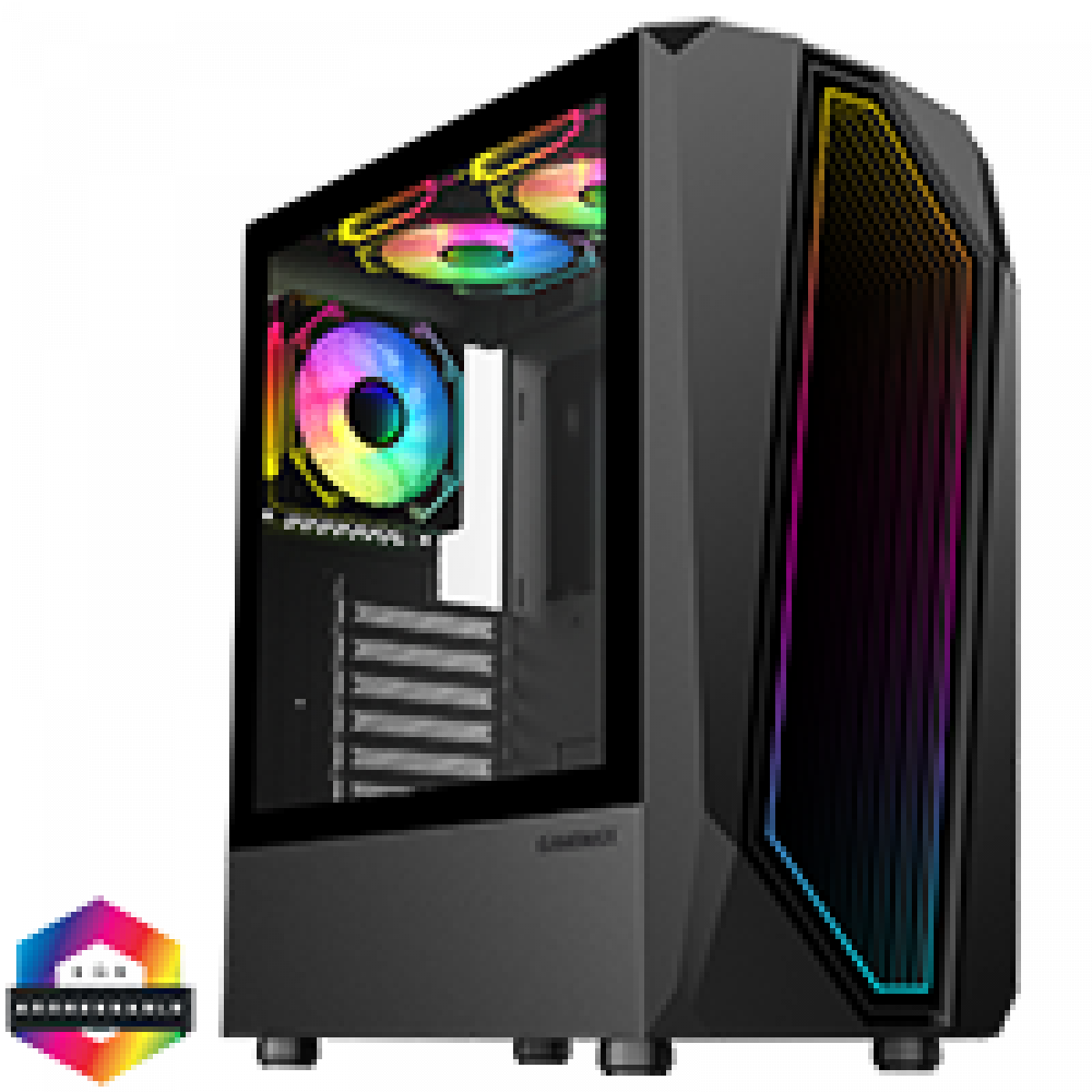 GameMax Time Bandit Black ATX PC Gaming Case with Infinity Front and 3 x 120mm Three-Sided Infinity ARGB 4pin PWM Fans