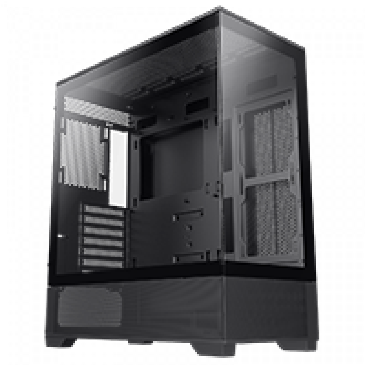 GameMax Vista Black ATX Gaming Case with Tempered Glass Front and Side Panels and GameMax V4.0 ARGB PWM 9 Port Fan Hub Inc.